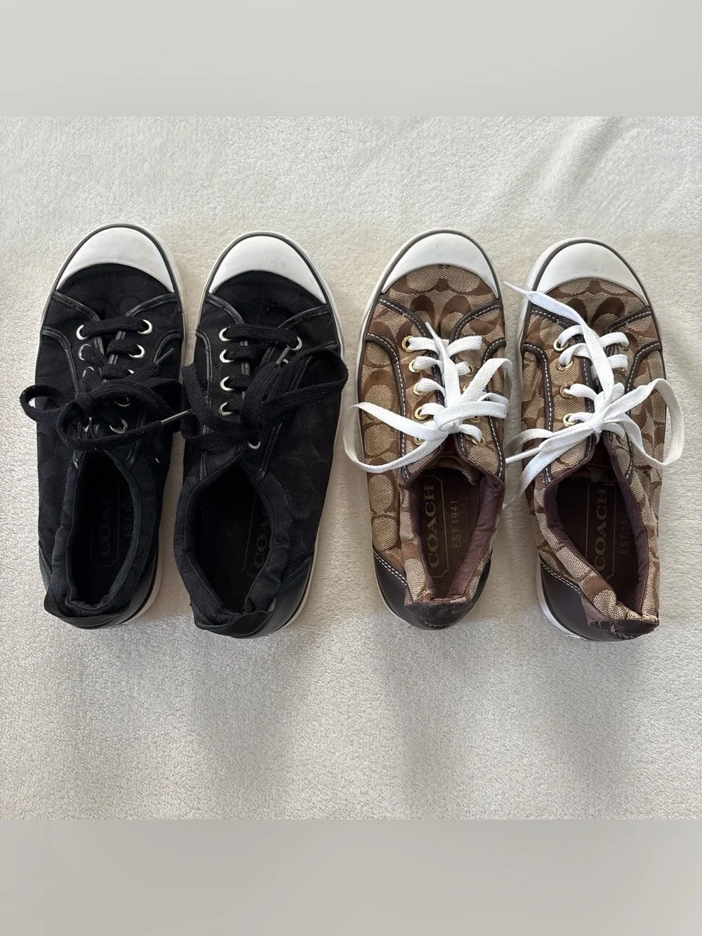 Y2K Coach Lot of 2 Brown Black Monogram Barrett Sneakers Size 7.5 READ